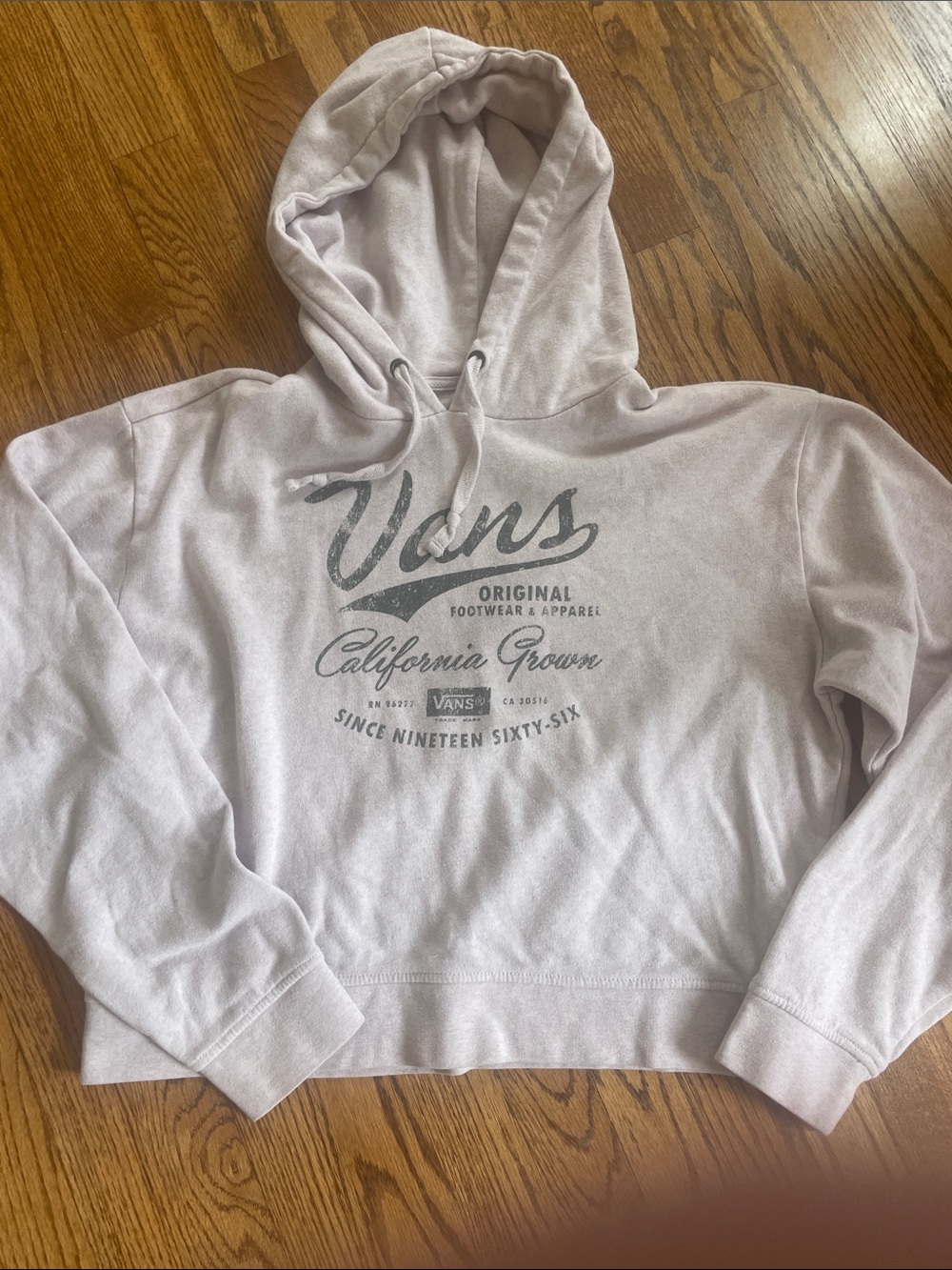 Vans ‘California grown’ light gray hoodie sweatshirt Medium Slightly Cropped